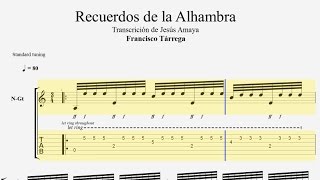 Video thumbnail of "Recuerdos de la Alhambra (Tab) Tárrega por Jesús Amaya..."