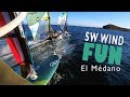 Fun freeride flat water session at tws el mdano tenerife sw wind