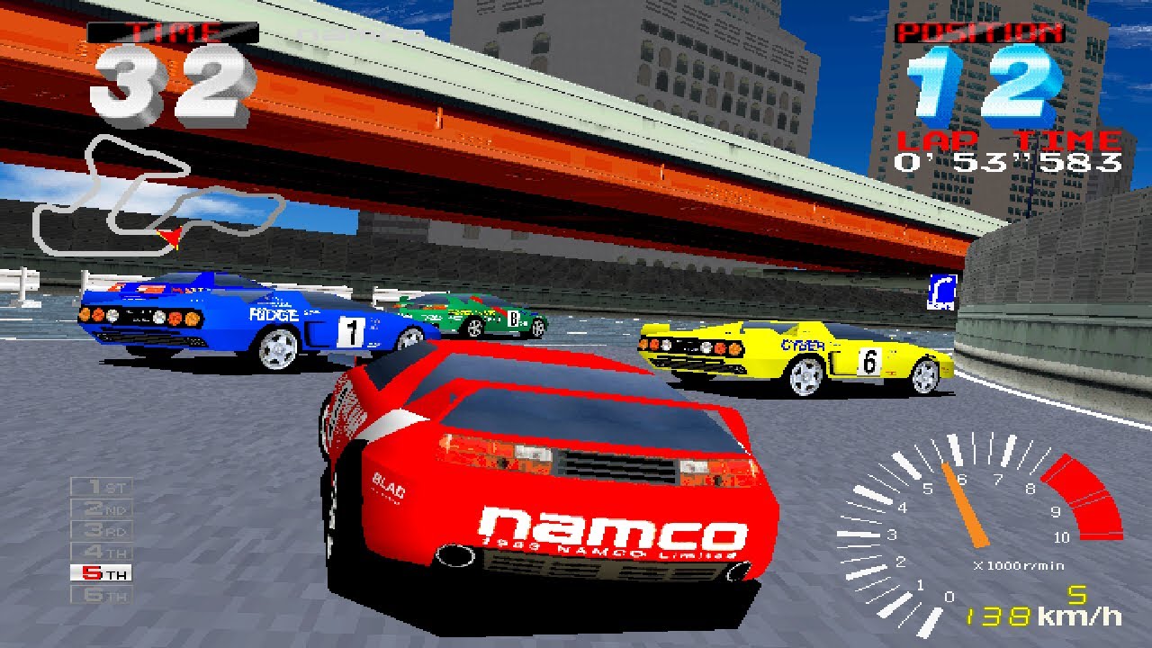 Ridge Racer 2 - Chase View Cheat - Novice Race - 3 Red Car - 5 laps ...