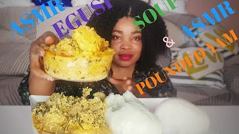 ASMR EGUSI SOUP WITH POUNDED YAM MUKBANG ( EATING SHOW / No talking) Eating Sounds. Nigerian Food