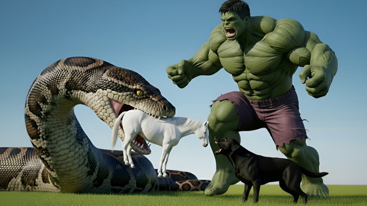 Labrador Dog Calls Superhero for Help Against Giant Python 