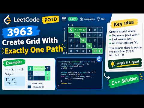 LeetCode 3963. Create Grid With Exactly One Path | LeetCode POTD 27 Oct 2026 | C++