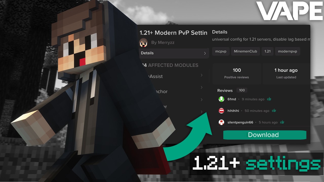 1.21+ ВЫПУСК КОНФИГУРАЦИИ VAPE V4 (ОБНОВЛЕНО*) | CrystalAura, AutoAnchor, TriggerBot и другие... ...