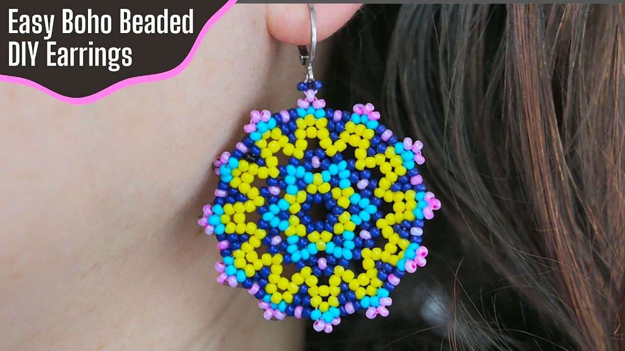 Простые серьги в стиле бохо из бисера 🌸 | Пошаговая инструкция для начинающих!