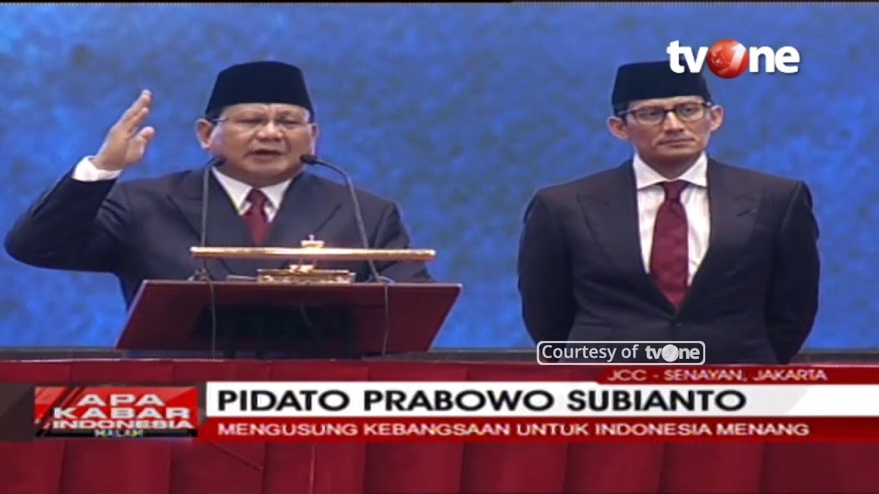 Pidato Kebangsaan Prabowo Subianto Tvone 14 1 2019 Youtube