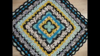 Cool square crocheted rug (knitted from rags, without knots! 1 meter diagonally)