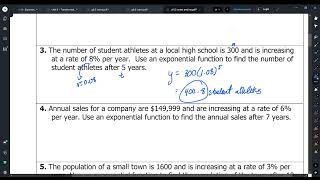 Alg1 11.2 Notes (Exponential Function Word Problems)