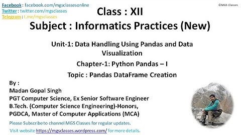 Class #9 : Unit-1 : Chapter-1 : Topic-9: Pandas DataFrame Creation (All Ways) for Class XII-IP