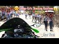 Cute college girls shocking reactions  zx10r loud exhaust in college campus  my offline exams omg