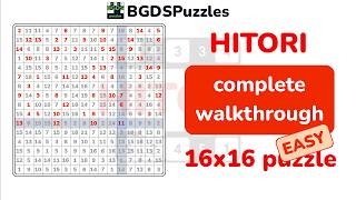 Hitori 16x16 Complete Walkthrough | Easy Puzzle Solved Step by Step