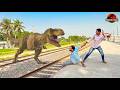 T-Rex Walk In and Attack | Dinosaur Attack In Real Life Videos | Dino Planet In Railway Station