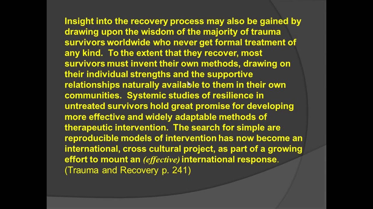 Trauma and Recovery