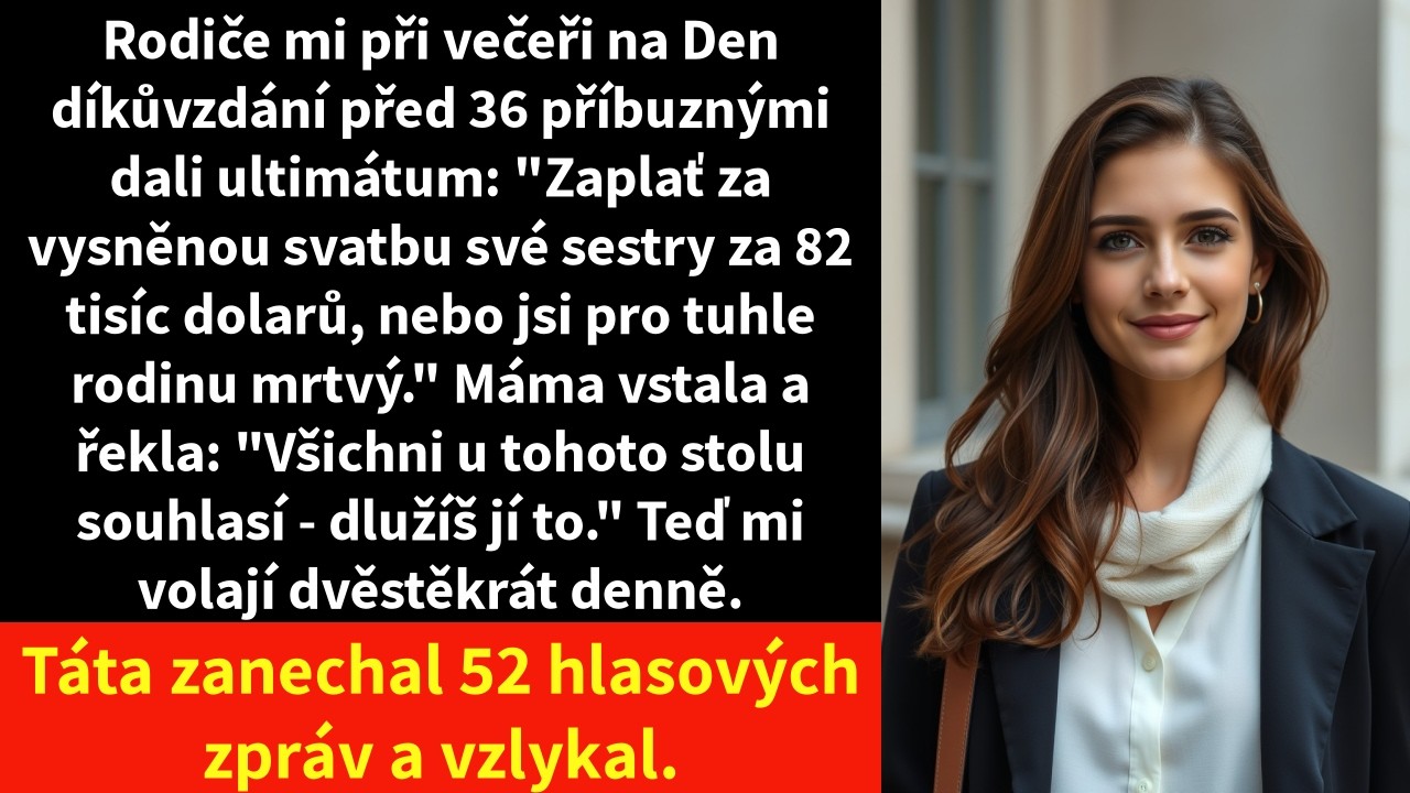 Večer u svátečního stolu se všech šestatřicet příbuzných otočilo ke mně, když mi táta přistrčil složku a řekl: „Podepiš povolení k převodu, jinak jsi pro nás mrtvá.“ Uvnitř byla žádost o úvěr na...