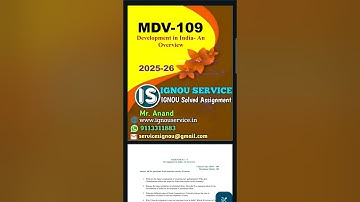 MDV-109 Solved Assignment 2025-26 #ignou #ignousolvedassignment #ignou2026 #ignouhelp #ignouservice