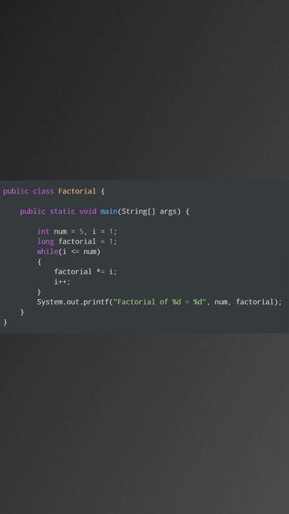 Java Program to Find Factorial of a Number using while loop - YouTube