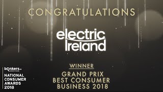 Image Congratulations to Electric Ireland, winner of the Best Consumer Business award at the 2018 bonkers.ie National Consumer Awards.

See a full list of winners here: http://bit.ly/2kiSO47

The 2019 bonkers.ie National Consumer Awards will take place on February 7th 2019 in the Round Room at the Mansion House.

Bonkers.ie - Compare, Switch, Save!

As Ireland's favourite comparison & switching website, bonkers.ie helps thousands of households save money on their bills every month.

bonkers.ie is a free-to-consumer, impartial online comparison and switching service which helps you to Compare Digital TV, Broadband & Home Phone, Credit Cards, Prepaid Money Cards, Gas & Electricity prices, Personal Loans, Mortgages, Savings Accounts, and Current Accounts. Our aim is to help you take advantage of the best prices and services on offer from Irish suppliers. bonkers.ie is accredited by the Commission for Energy Regulation as an impartial, accurate and independent supplier of energy price comparisons.

Check our Website: http://bit.ly/1S3UtSk