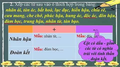 Luyện từ và cầu -Lớp 4- Bài: MRVT Nhân hậu Đoàn kết