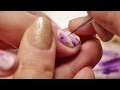 Hand Painted Aquarelle Flowers On Short Nails