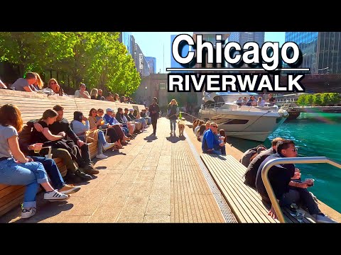 CHICAGO ILLINOIS Amazing RiverWalk Chicago Summer  |【5K】 60 | City Ambient Relaxing