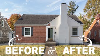 BEFORE ➡️ AFTER TRANSFORMATION! ❤️#DIY ❤️ WE PAINTED our brick house using our airless sprayer!