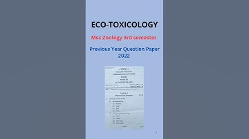 Eco-Toxicology MSc Zoology 3rd sem Question Paper 2022 #studyzoology #zoologysyllabus #studynotes