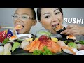 SUSHI Nigiri Sushi, Salmon Sashimi Mukbang | N.E Let's Eat