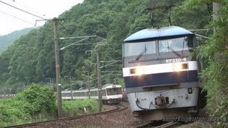 瀬野八を駆け上る貨物列車 EF210-6号機+後補機EF67 105号機 瀬野～八本松 2012.6