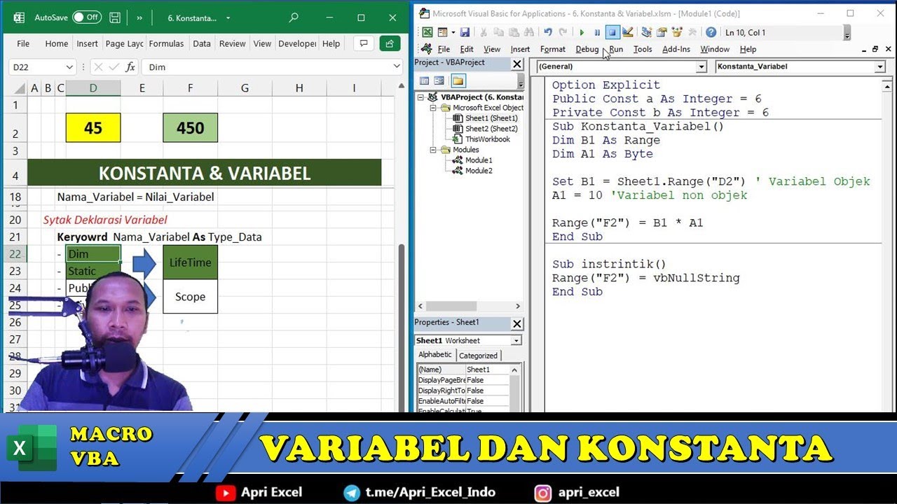 6. Tutorial VBA Excel Untuk Pemula | Variabel dan Konstanta | - YouTube