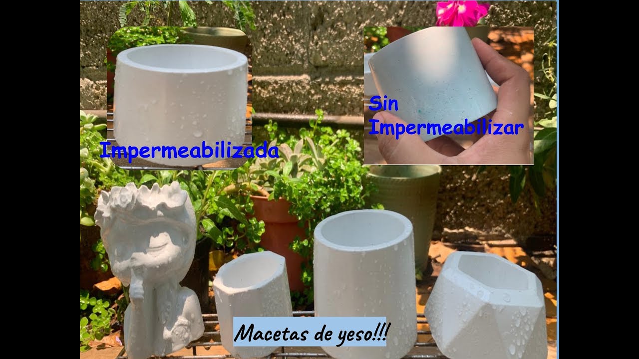 COMO IMPERMEABILIZO, PINTO Y SELLO mis macetas de YESO// Vanessa Baram😊 #macetas #yeso #cactusjardin
