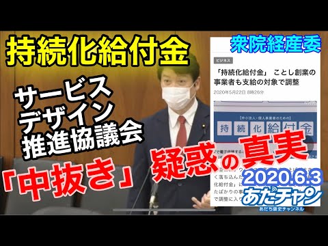 衆議院 経済産業委員会 令和2年6月3日 持続化給付金 サービスデザイン推進協議会「中抜き」疑惑の真実