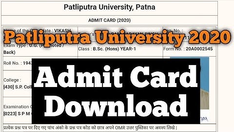 Patliputra University Admit Card Download 2020 | How to download PPU Admit card