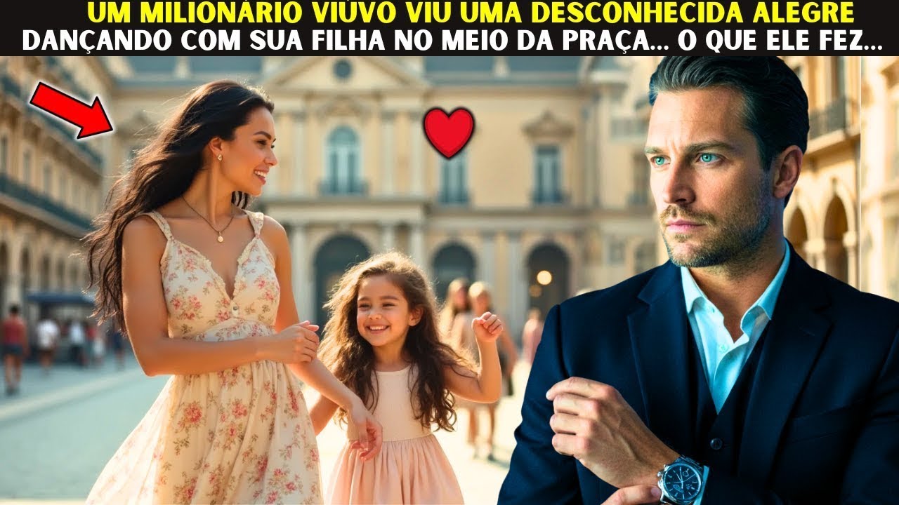 UM MILIONÁRIO VIÚVO VIU UMA DESCONHECIDA ALEGRE DANÇANDO COM SUA FILHA NO MEIO DA PRAÇA… O QUE EL