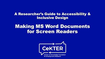 Making MS Word Documents Accessible for Screen Readers, from CeKTER