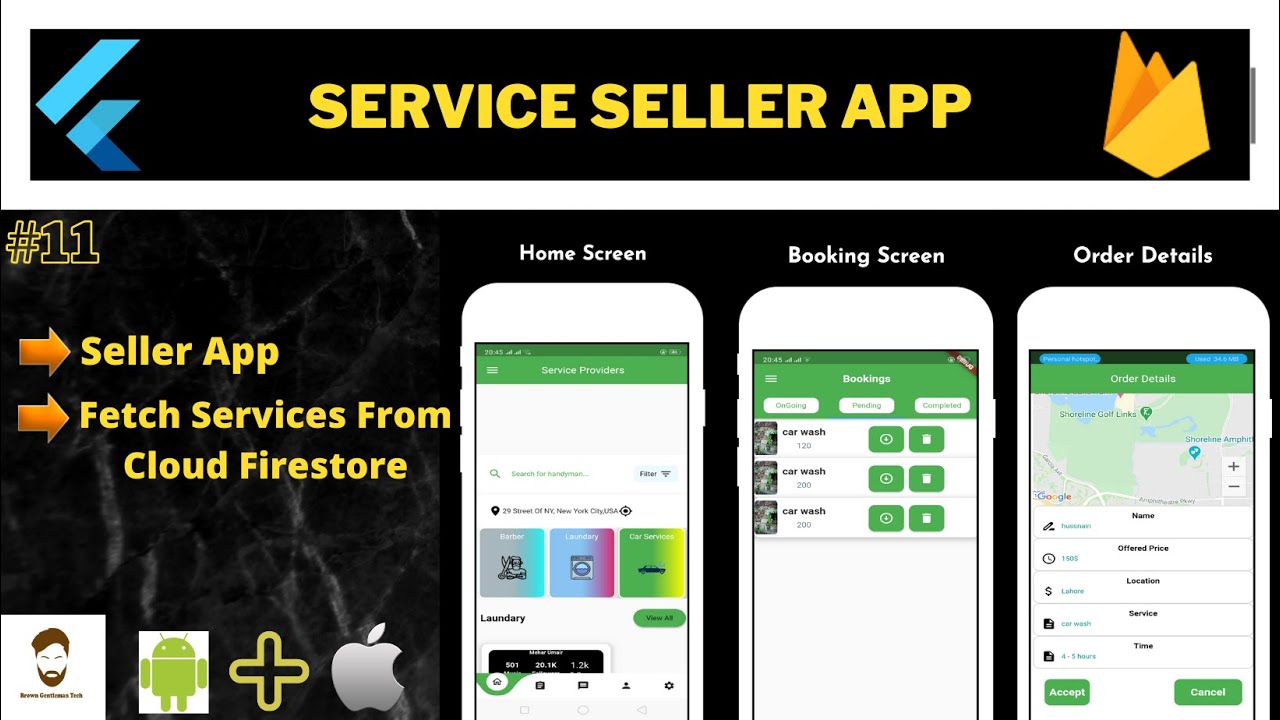 Service Seller App ► Fetch Services From Cloud Firestore | Seller Side | 2022 |Brown Gentleman Tech