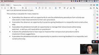 Phlebotomy Feedback and Reflections Summary