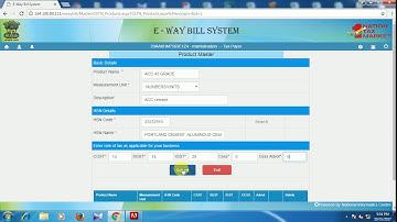 E way bill system product master save the products in e way bill