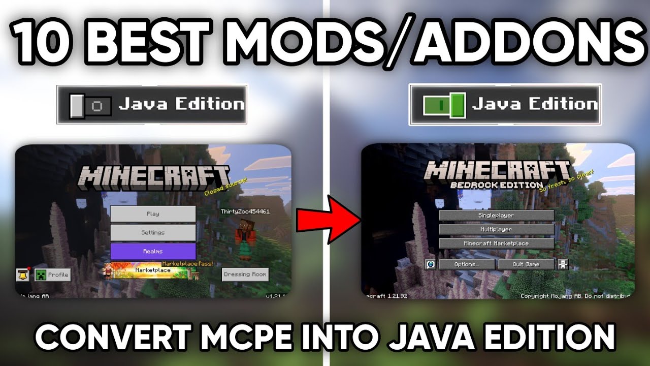 🔥 How To Convert MCPE Into Java Edition [1.21+] | 10 Best Mods To ...