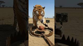Will the tiger fall into the trap or get the meat? #shorts #tiger