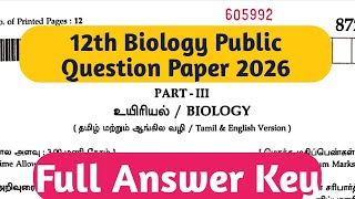 12Th Biology 2026 Public Exam Question Paper & Answer Key Easy Or Tough?