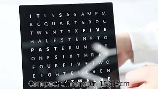 🔥Introducing Our Stylish Black Small LED Word Clock as a Gift!🕰️