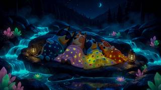 NO ADS Piano for Deep Sleep 🌙 Bluey Family Cozy Night by a Glowing Crystal Stream | Sweet Dreams