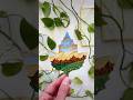 “Sunkissed Peaks” painted on a preserved sycamore leaf #botanicalpainting #naturesart #painting