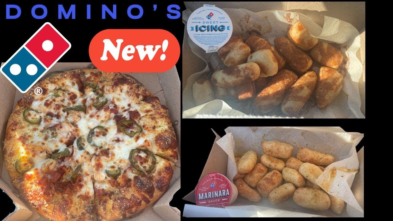 Обзор пиццы Domino’s: острая пицца с курицей, беконом и соусом ранч, чесночные и коричные хлебные...