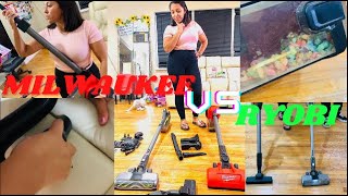 MILWAUKEE STICK VACUUM VS RYOBI STICK VACUUM 🔥 (CORDLESS VACUUM CHALLENGE)