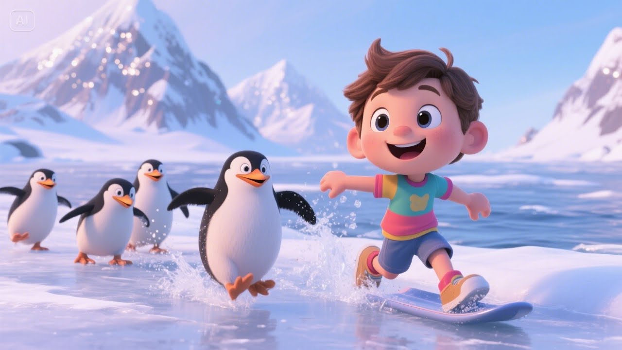 Little Penguins Slide on the Ice | Fun Penguin Nursery Rhyme for Kids ...