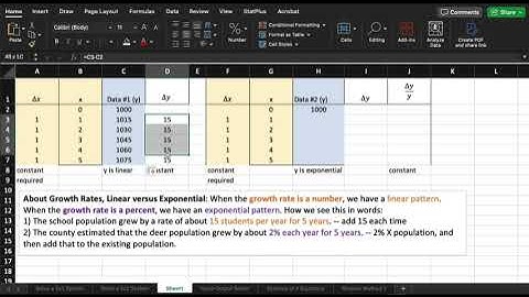 Exponential Functions and Applications with Excel - Compare Linear/Exponential Growth Rates
