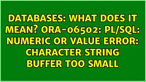 What does it mean? ORA-06502: PL/SQL: numeric or value error: character string buffer too small