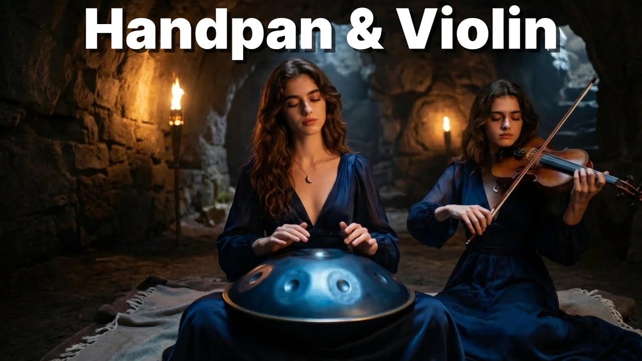 🌊 Water Element Healing | Handpan & Violin Behind the Majestic Waterfall (1-Hour Deep Sleep)