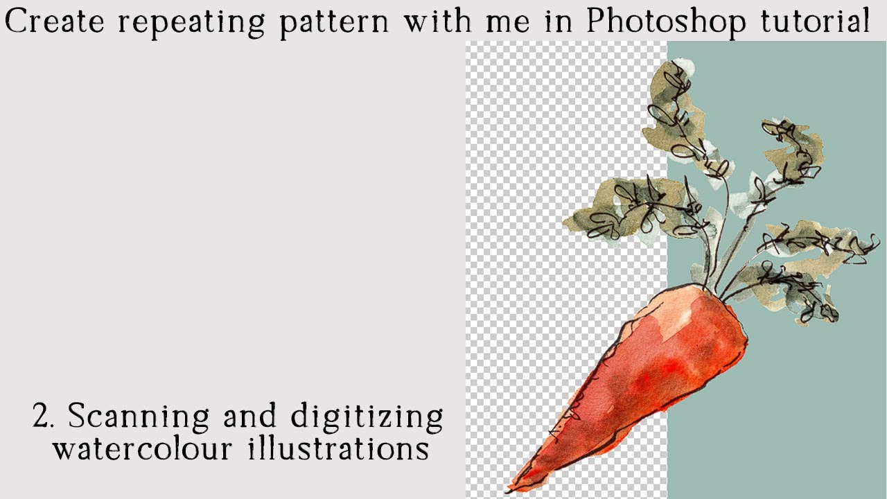 Scanning and digitizing watercolour illustrations - make repeating pattern in Photoshop
