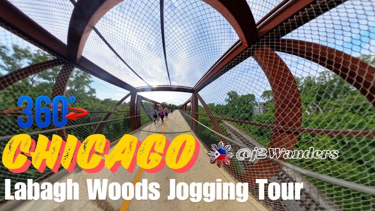360 (8K) Chicago Jogging Tour @ LaBagh Woods Walking/Jogging and Biking Trail - U.S.A.